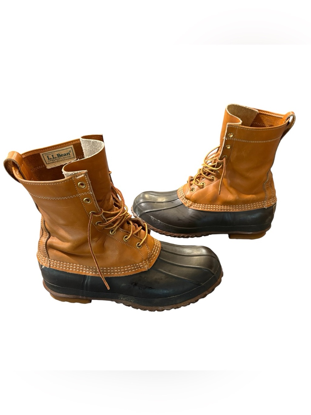 L.L. Bean Vintage Tan and Black Men's Insulated Waterproof Duck Boots